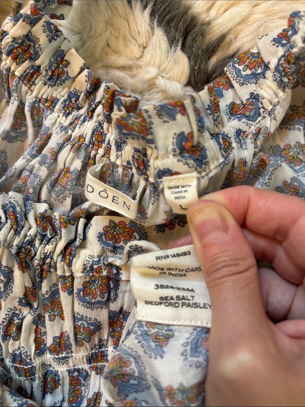 Dôen Doen Emmaretta Dress Sea Salt Bedford Paisley - Picture 11 of 17